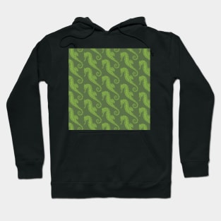 Luscious Two Tone Green Seahorse Pattern Hoodie